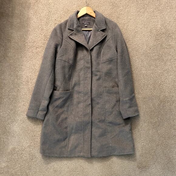 Tinley Road Light gray fuzzy minimalist office siren long coat size L - Picture 1 of 12